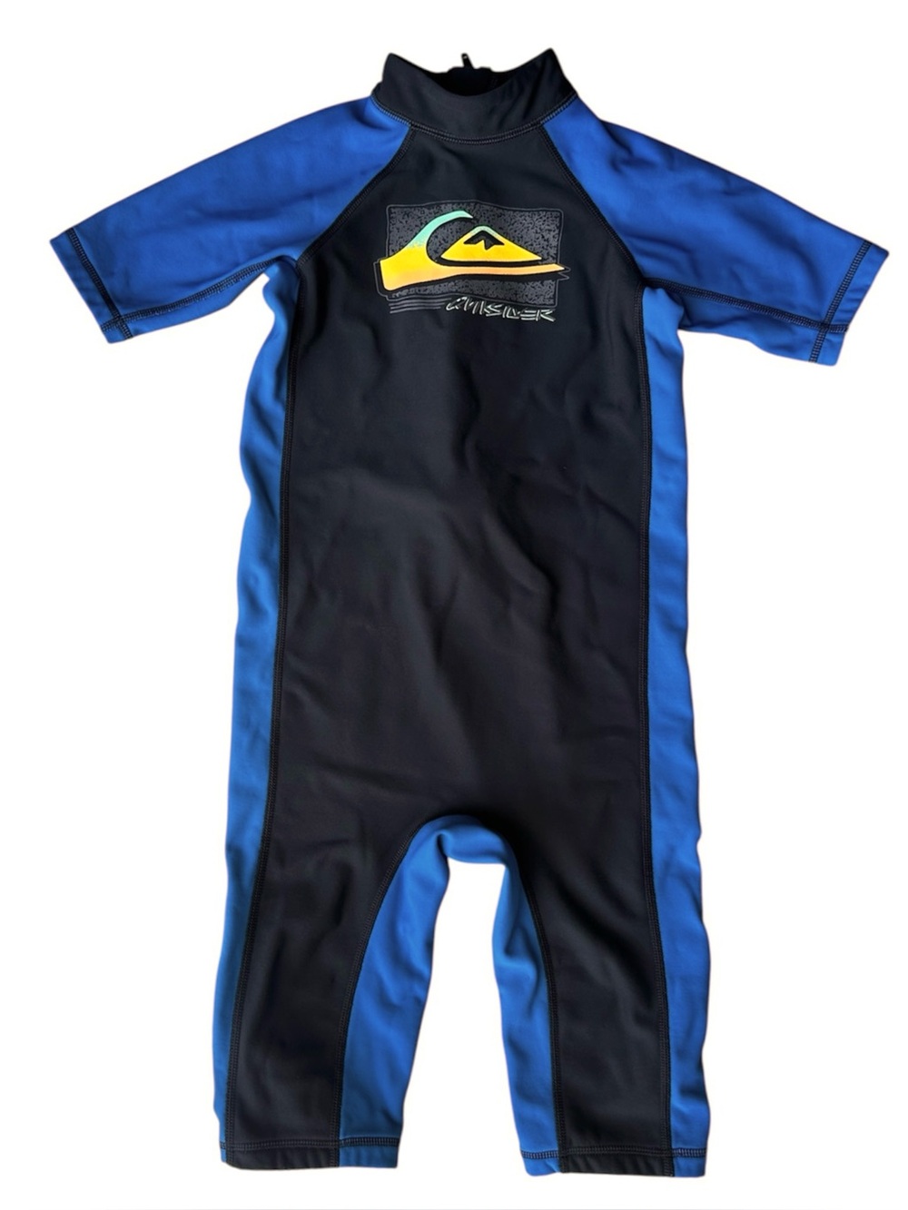 Quiksilver Boys Thermo Spring Short Sleeve UPF 50 Rashguard blue black size 7